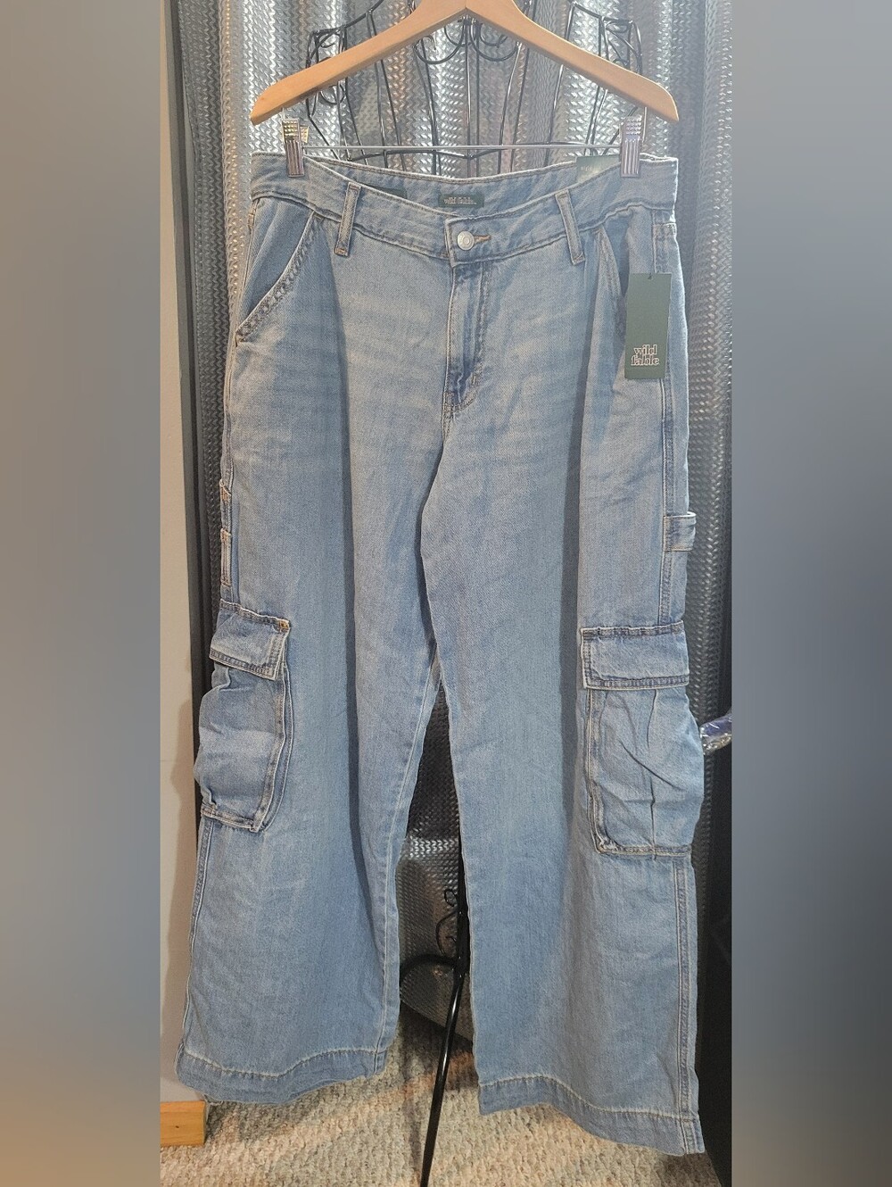 Wild fable Light Blue Wide-Leg Cargo Jeans
